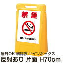 サインボックス「禁煙NOSMOKING」白色 片面表示 反射あり 立て看板 樹脂スタンド看板 屋外対応 注水式 駐車場