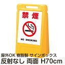 サインボックス「禁煙NOSMOKING」白色 両面表示 反射なし 立て看板 樹脂スタンド看板 屋外対応 注水式 駐車場