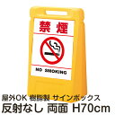 サインボックス「禁煙NOSMOKING」白色(区切りラインあり) 両面表示 反射なし 立て看板 樹脂スタンド看板 屋外対応 注水式 駐車場