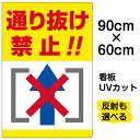 看板/表示板/「通り抜け禁止！！」縦型/大サイズ/60cm×90cm/イラスト/プレート