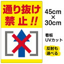 看板/表示板/「通り抜け禁止!!」縦型/小サイズ/30cm×45cm/イラスト/プレート