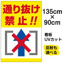 看板/表示板/「通り抜け禁止！！」縦型/特大サイズ/90cm×135cm/イラスト/プレート