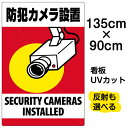 看板/表示板/「防犯カメラ設置」縦型/特大サイズ/90cm×135cm/監視カメラ/イラスト/プレート