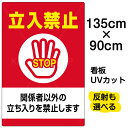 看板/表示板/「立入禁止/関係者以外の立ち入りを禁止します」特大サイズ/90cm×135cm/立ち入り禁止/STOP/手の平/イラスト/プレート