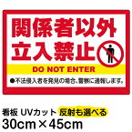 看板/表示板/「関係者以外立入禁止」小サイズ/30cm×45cm/英語/ピクトグラム/人/イラスト/プレート/不法侵入者