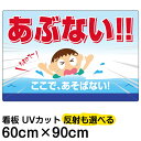 看板/立入禁止/表示看板/「あぶない!!ここで、あそばない」大サイズ/60cm×90cm/子ども/遊泳/溺れる/水難事故/注意/イラスト/プレート