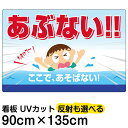 看板/立入禁止/表示看板/「あぶない!!ここで、あそばない」特大サイズ/90cm×135cm/子ども/遊泳/溺れる/水難事故/注意/イラスト/プレート