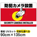 看板/表示板/「防犯カメラ設置」横型/特大サイズ/90cm×135cm/監視カメラ/イラスト/プレート