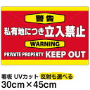 看板/表示板/「警告/私有地につき立入禁止」横型/小サイズ/30cm×45cm/英語/keep/out/プレート