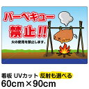 看板/表示板/「バーベキュー禁止!」大サイズ/60cm×90cm/イラスト/プレート