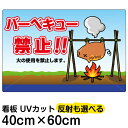 看板/表示板/「バーベキュー禁止!」中サイズ/40cm×60cm/イラスト/プレート