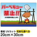 看板/表示板/「バーベキュー禁止!」特小サイズ/20cm×30cm/イラスト/プレート