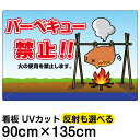 看板/表示板/「バーベキュー禁止!」特大サイズ/90cm×135cm/イラスト/プレート