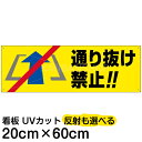 案内 注意看板 プレート 「 通り抜け禁止 」 20cm×60cm