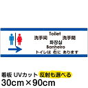 多国語 案内 注意看板 プレート 「 トイレは右にあります 」 30cm×90cm 英語 中国語（簡体/繁体） ハングル語 ポルトガル語 日本語