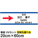 多国語 案内 注意看板 プレート 「 出口は右にあります 」 20cm×60cm 英語 中国語(簡体/繁体) ハングル語 ポルトガル語 日本語