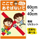 看板 表示板 子供向け 「 ここであそばないで ルールはまもろうね 」( ボール遊び スケボー ) 中サイズ 40cm×60cm イラスト プレート 自治会 P...