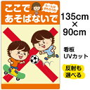 看板 表示板 子供向け 「 ここであそばないで ルールはまもろうね 」( ボール遊び スケボー ) 特大サイズ 90cm×135cm イラスト プレート 自治会...