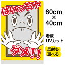 看板 表示板 子供向け 「 はいっちゃダメ!! 」 立入り禁止 中サイズ 40cm×60cm イラスト プレート 通学路 児童向け 学童向け