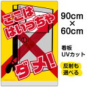 看板 表示板 子供向け 「 ここは はいっちゃダメ! 」 ( ドアを開けないで ) 大サイズ 60cm×90cm イラスト プレート 通学路 児童向け 学童向け