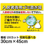 看板/表示板/「入居者専用ゴミ置き場（地球イラスト）」/小サイズ/30cm×45cm/ごみ看板/お願い/分別/収集日/不法投棄/防止