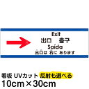 多国語 案内 注意看板 プレート 「 出口は右にあります 」 10cm×30cm 英語 中国語(簡体/繁体) ハングル語 ポルトガル語 日本語