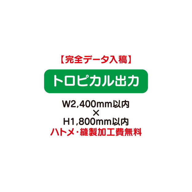 【必要事項】・データ入稿 ・配送先 ・納期 ect...※詳細を電話打ち合せ後に注文処理とさせて頂きます。【特注オーダー品】トロピカル出力 W2400×H1800・出力データは完全入稿でお願い致します。・ハトメ、縫製加工費は無料です。※送料...