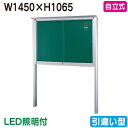 【自立式掲示板】【三和サインワークス】 【W1530×H1230】【本体 シルバー/照明付】SB45-S-LLT シルバー(引違い型)