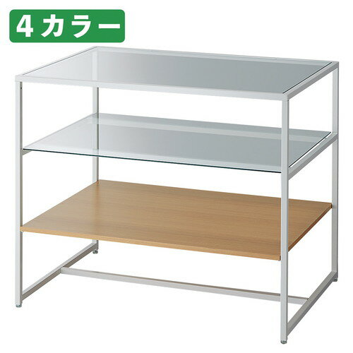 楽天看板材料　楽天市場店【店舗什器】【陳列用什器】【多段テーブル 本体】 kp38-798-9-3 3段テーブル ホワイト脚 ダークブラウン