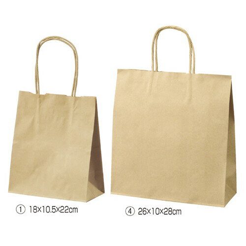 持ち手付き紙袋 手提げ紙袋 丸ひも ローコストタイプ 茶無地 34×22×32cm (50枚) kp38-658-54-10