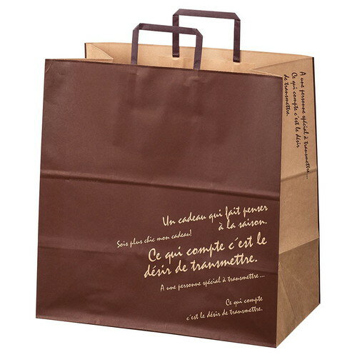 柄入り手提げ紙袋 平ひも ブラウン 38×22×39cm (200枚) kp38-800-93-24