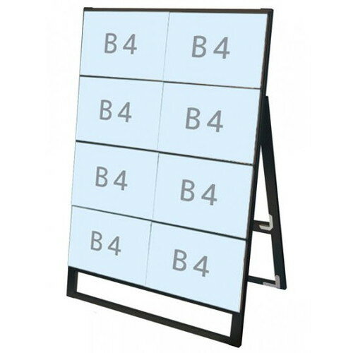 ブラックカードケーススタンド看板 B4横8片面 BCCSK-B4Y8K (個人様宅配送不可) スタンド看板/カタログスタンド/メディアスタンド/メニュースタンド/パネルスタンド/A型スタンド/カーブサイン/アルミスタンド/LED電照スタンド