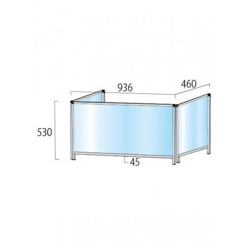 【飛沫防止パーテーション】【アクリル板パーテーション】 パーテーションスタンド三面450X900ロウ (塩ビ仕様) HBPL3F450X900E軽くて丈夫なアルミフレームを使用した飛沫防止パーテーション｜アクリルパーテーション 飛沫パーテーション 飛沫防止パーテーション安い