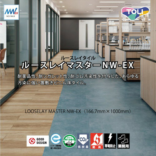 【塩ビタイル】【東リ塩ビタイル】【ビニル床タイル】 東リ 置敷きタイル ルースレイマスターNW-EX 166.7mm×1000mm 【ケース売り(12枚入)】