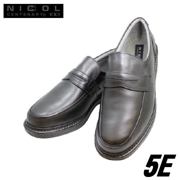 実用品 NICCOL 幅広革靴 6110 黒（ブラック）ワイズ 5E ビジネスシューズ ウォーキング シューズ カネカ 靴メンズローファー 甲高 （男性用）本革（レザー）日本製 25cm 25.5cm 26cm 26.5cm 27cm