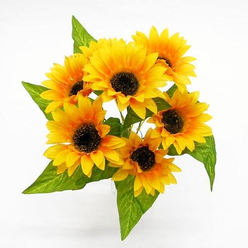 ヒマワリブッシュ（造花・アートフラワー）7輪付（造花ひまわり・造花サンフラワー...