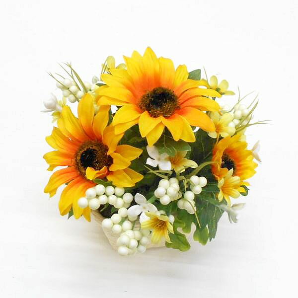 造花 ヒマワリ ミニサンフラワーポット （小さい造花ヒマワリ鉢植え ひまわりフラ...