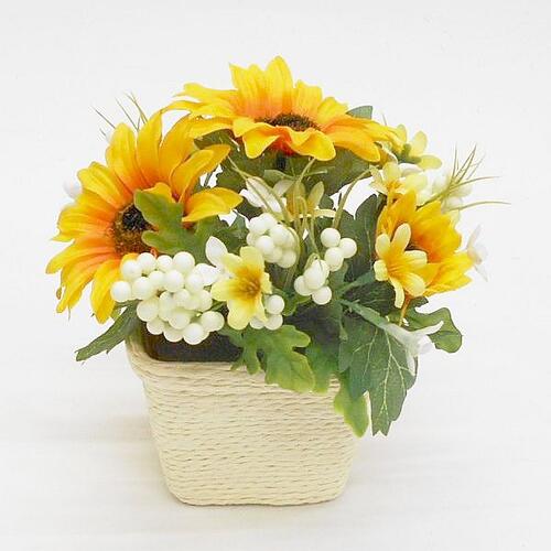 造花 ヒマワリ ミニサンフラワーポット （小さい造花ヒマワリ鉢植え ひまわりフラ...