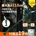 高枝切り電動チェーンソー 【収納袋付き】剪定ハサミ 剪定はさみ 充電式 軽量 ブラシレスモーター技術 高枝切りバサミ 電動チェーンソー 充電式 6インチ 超軽量 伸縮 1台4役 簡単 切れる 1.34m-2.13m 着脱式 伸縮延長ポール付 大容量独立型バッテリー 日本語説明書