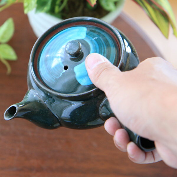 茶器 グリーン刷毛目急須 満水410cc 高さ8.0cm 蓋7.8cm 底7.0cm 直径11.5cm 重量32...