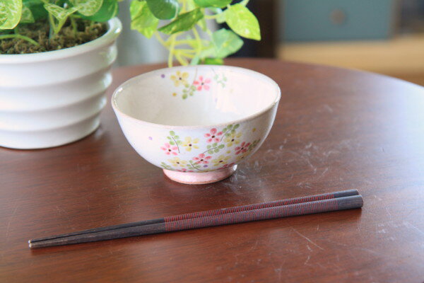 【お茶碗】花束ご飯茶碗ピンク 05P03