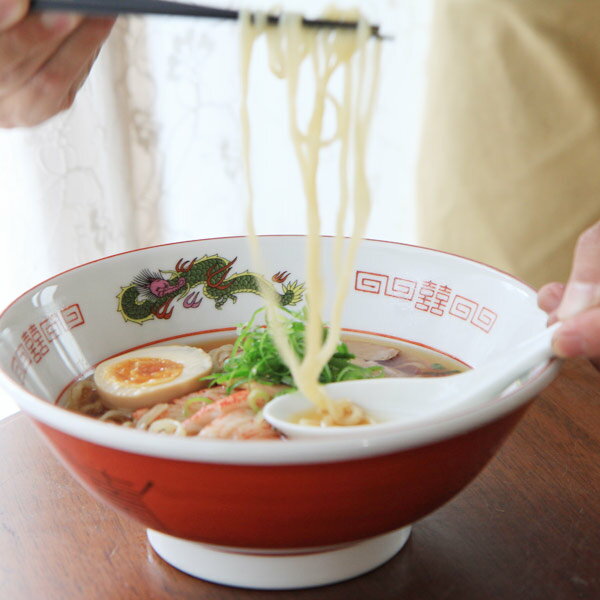 ラーメン どんぶり 赤巻三龍68寸高台丼(横幅21.5cm×高さ8.3cm） 満量1330ccラーメン丼 丼 おしゃれ ラーメン鉢 麺鉢 和食器 中華そば 美濃焼 日本製