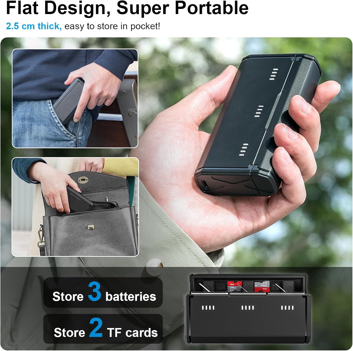 【TELESIN 正式】GoPro HERO 13 Black用充電器 バッテリーチャージャー収納ケース,...