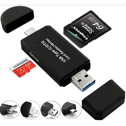 SDカードリーダー 4in1【Lightning/Type-c/USB/Micro USB】 メモリカードリーダー マルチカードリーダー OTG機能 高速データ転送 容量不足 メモリー解消 ファイル管理 メモリー カードリーダー SD/Micro SDカード両対応 USBカードリーダー SDカードリーダー 4in1【Lightning/Type-c/USB/Micro USB】 メモリカードリーダー マルチカードリーダー OTG機能 高速データ転送 容量不足 メモリー解消 ファイル管理 メモリー カードリーダー SD/Micro SDカード両対応 USBカードリーダー