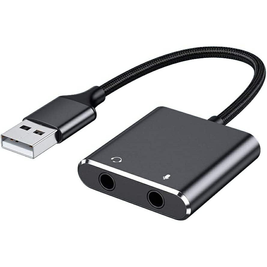 USB 3.5mm オーディオ 変換アダプタ 外付け サウンドカード USBオーディオジャックアダプター USB 3.5m..