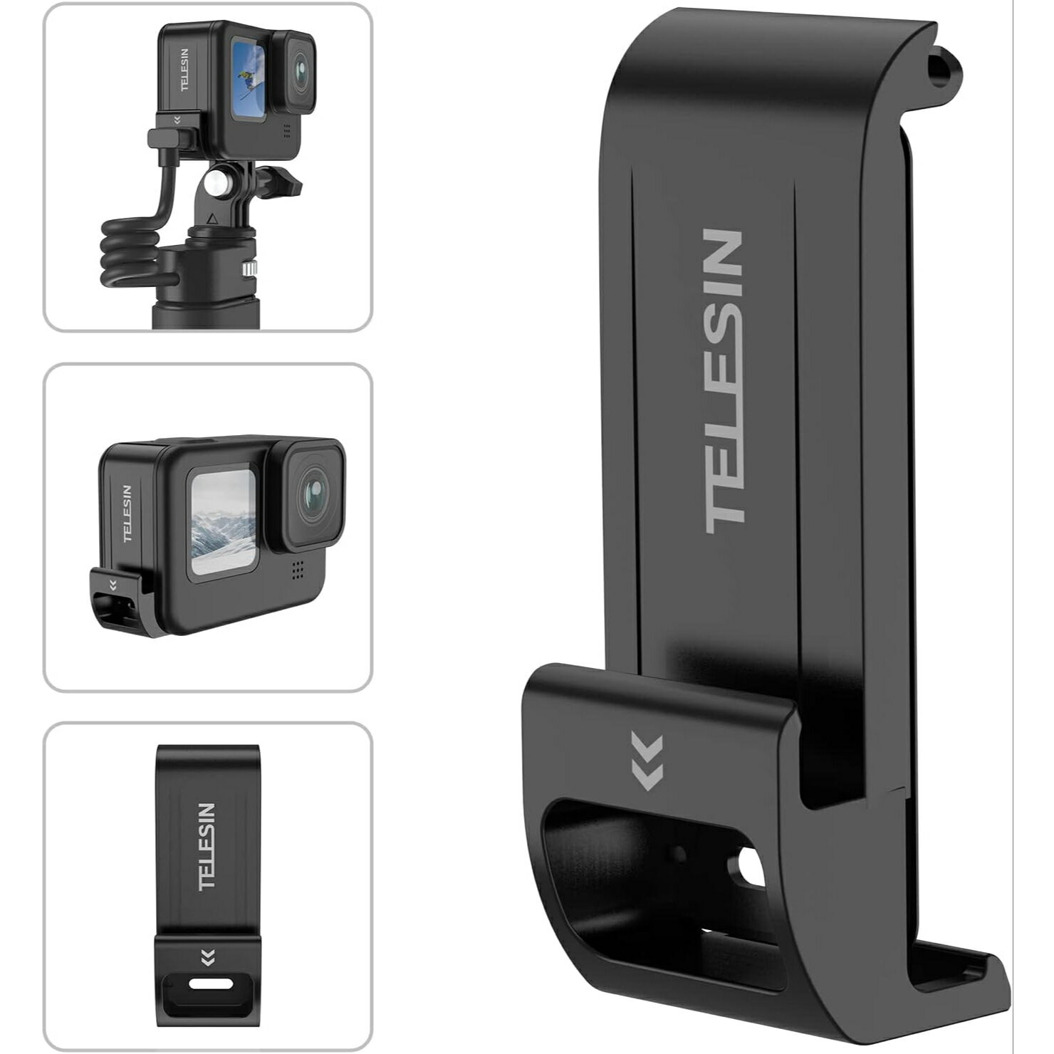 TELESIN Gopro Hero 11 10 9 用 バッテリーカバー 防雨 防雪 USB Type C 充電ポート クイック取り外し バッテリー蓋 撮影 アクションカメラ アクセサリー