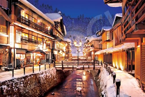 樂天商城 - エポック社 1000ピース ジグソーパズル 銀山温泉-山形 (50x75cm) 09-044s のり付き ヘラ付き 点数券付き EPOCH