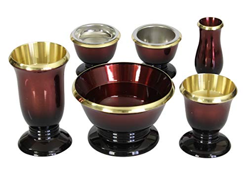 家具調仏具 想々型 6点セット 六具足 「銀河」 2.5寸 ワインレッド