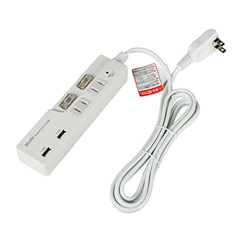 ELPA(エルパ) 耐雷サージ スイッチ付タップ USB2個口+コンセント2個口 2m WBS-LS22USB(W) ELPA(エルパ) 耐雷サージ スイッチ付タップ USB2個口+コンセント2個口 2m WBS-LS22USB(W)