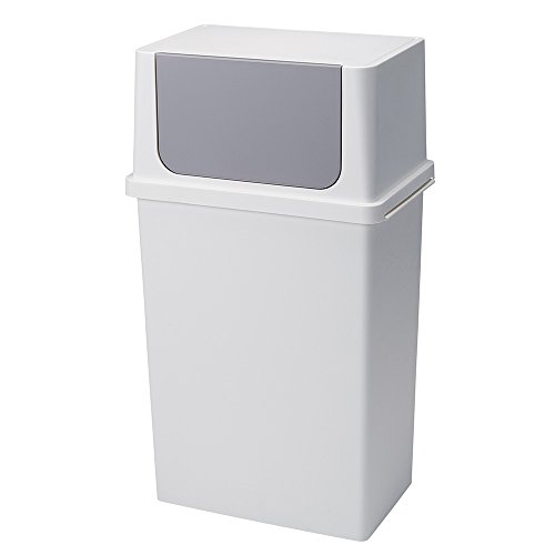 Dustbins - ライクイット (like-it) フタ付きゴミ箱 フロントオープン トラッシュビン 約25L ワイド 積み重ねられる ダストボックス ホワイト